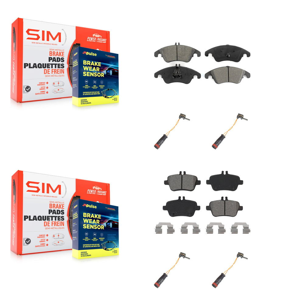 Front Rear Semi-Metallic Disc Brake Pads And Wear Sensors Kit For Mercedes-Benz SLK350 KSW-100165
