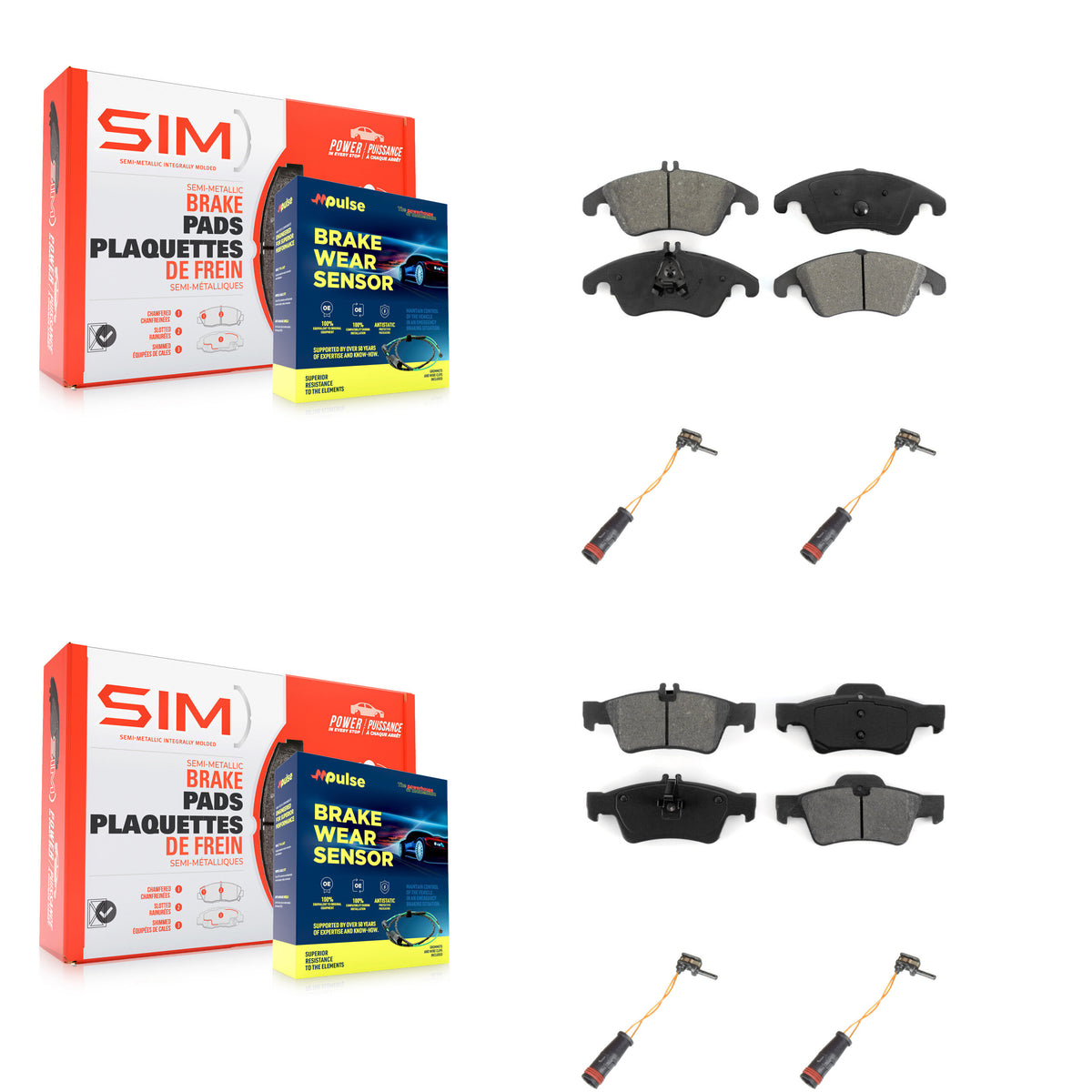 Front Rear Semi-Metallic Brake Pad And Wear Sensor Kit For Mercedes-Benz E350 E250 CLS400 KSW-100168