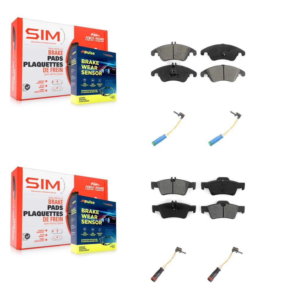 Front Rear Semi-Metallic Disc Brake Pads And Wear Sensors Kit For Mercedes-Benz E400 KSW-100170