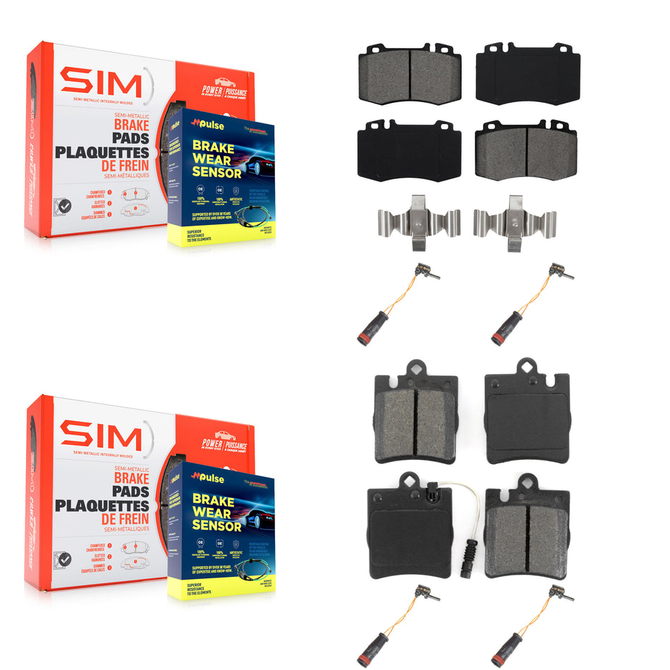 Front Rear Semi-Metallic Brake Pads & Extra Wear Sensor Kit For Mercedes-Benz C230 SLK350 KSW-100171