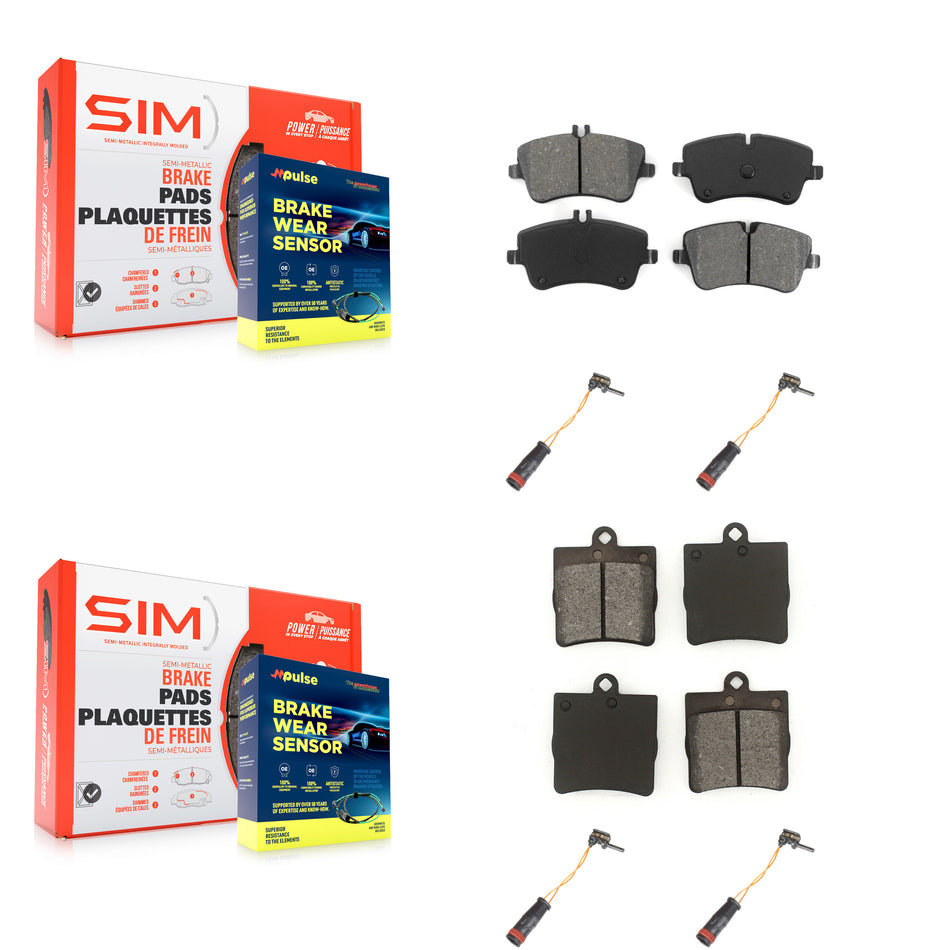 Front Rear Semi-Metallic Disc Brake Pads And Wear Sensors Kit For Mercedes-Benz C230 C240 KSW-100172