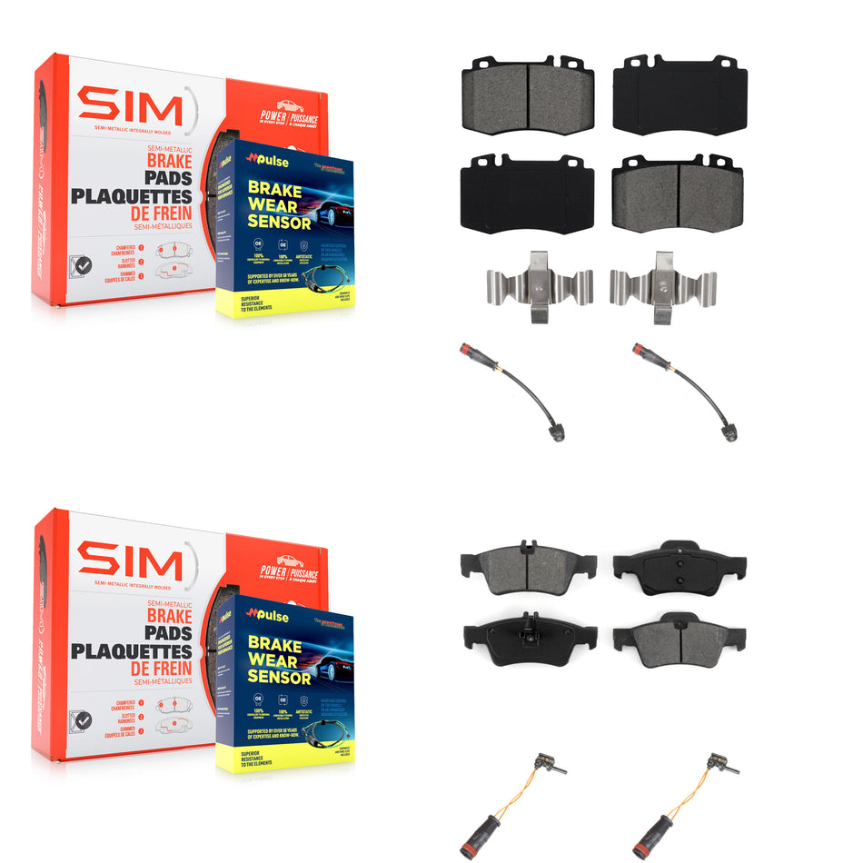 Front Rear Semi-Metallic Brake Pad Wear Sensor Kit For 2003-2006 Mercedes-Benz SL500 5.0L KSW-100175