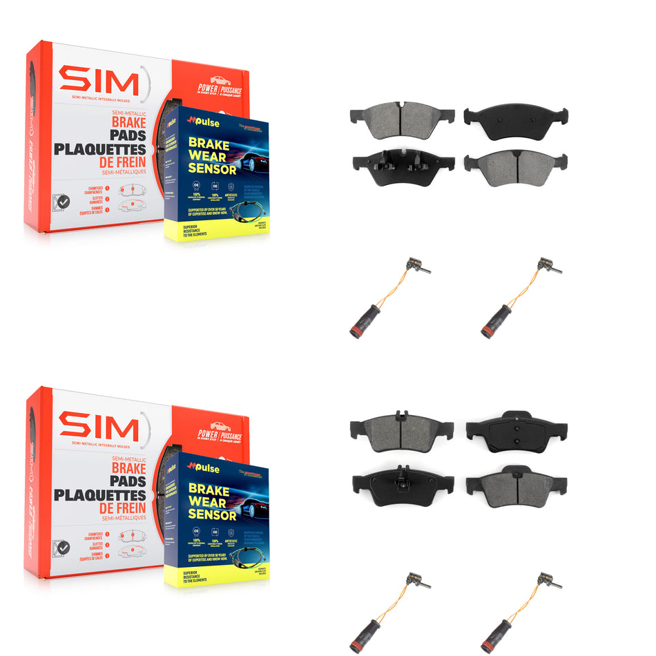 Front Rear Semi-Metallic Disc Brake Pads And Wear Sensors Kit For Mercedes-Benz E350 AWD KSW-100178