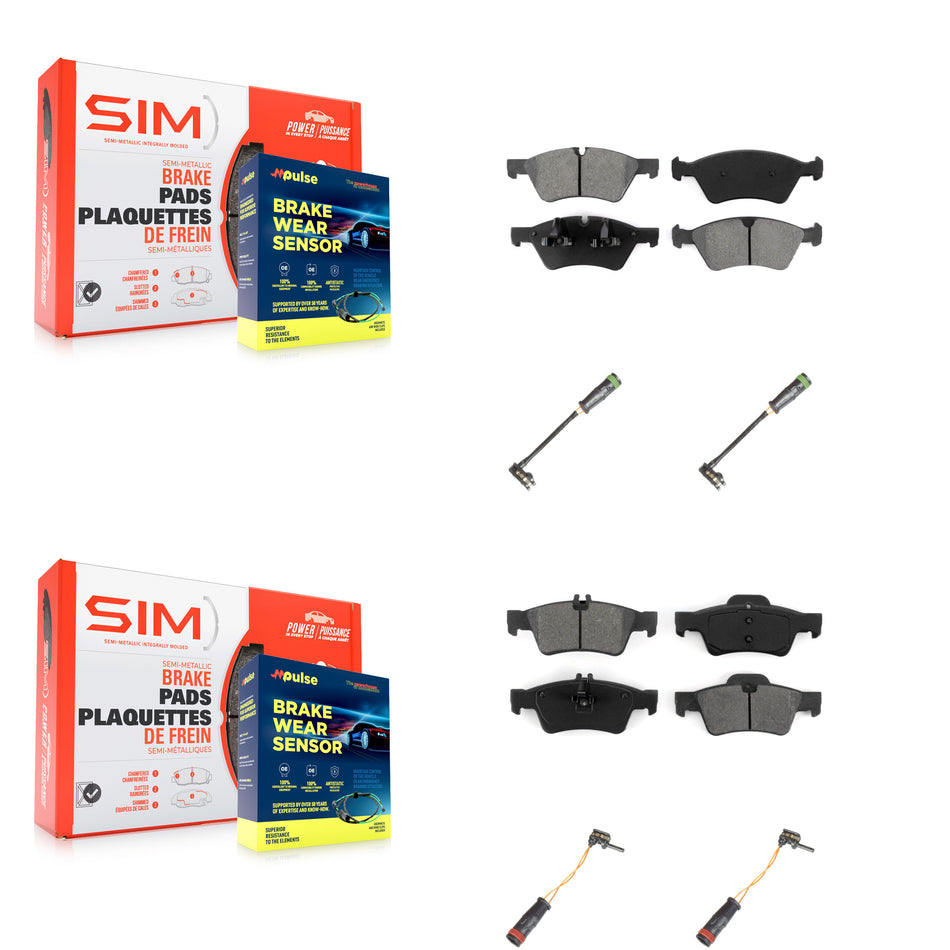 Front Rear Semi-Metallic Disc Brake Pads And Wear Sensors Kit For Mercedes-Benz E550 KSW-100180