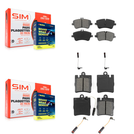 Front Rear Semi-Metallic Disc Brake Pads & Extra Wear Sensor Kit For Mercedes-Benz CLK320 KSW-100182