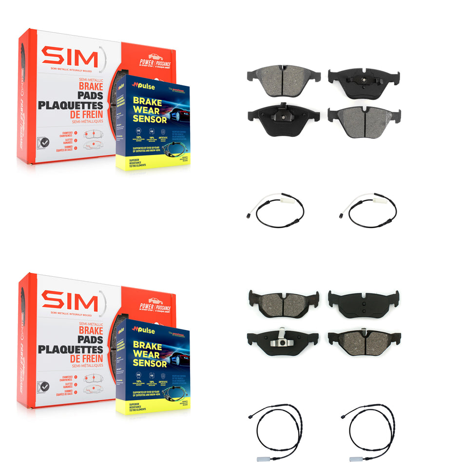 Front Rear Semi-Metallic Disc Brake Pads And Wear Sensors Kit For BMW 328i xDrive KSW-100185