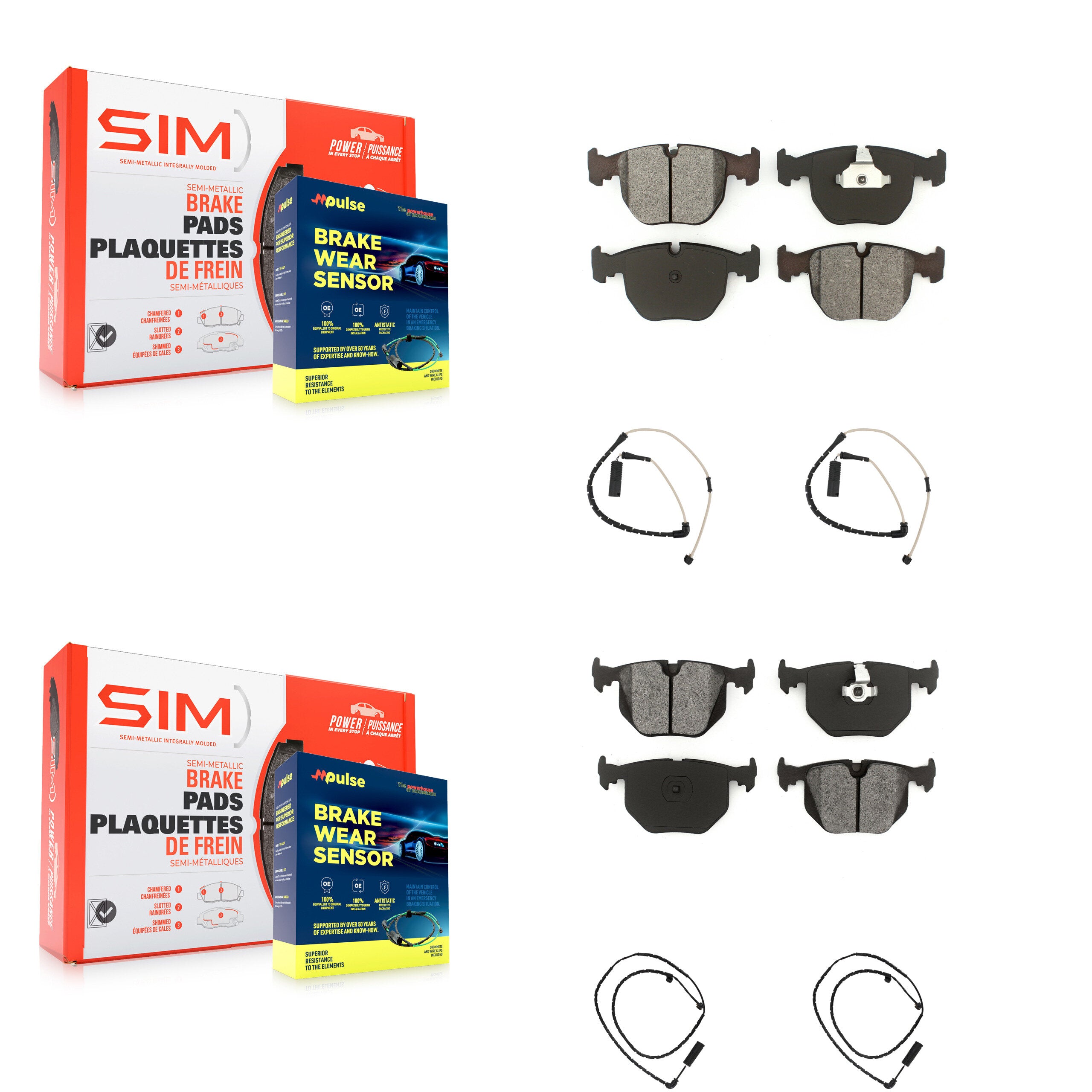 Front Rear Semi-Metallic Disc Brake Pads And Wear Sensors Kit For Land Rover Range KSW-100189