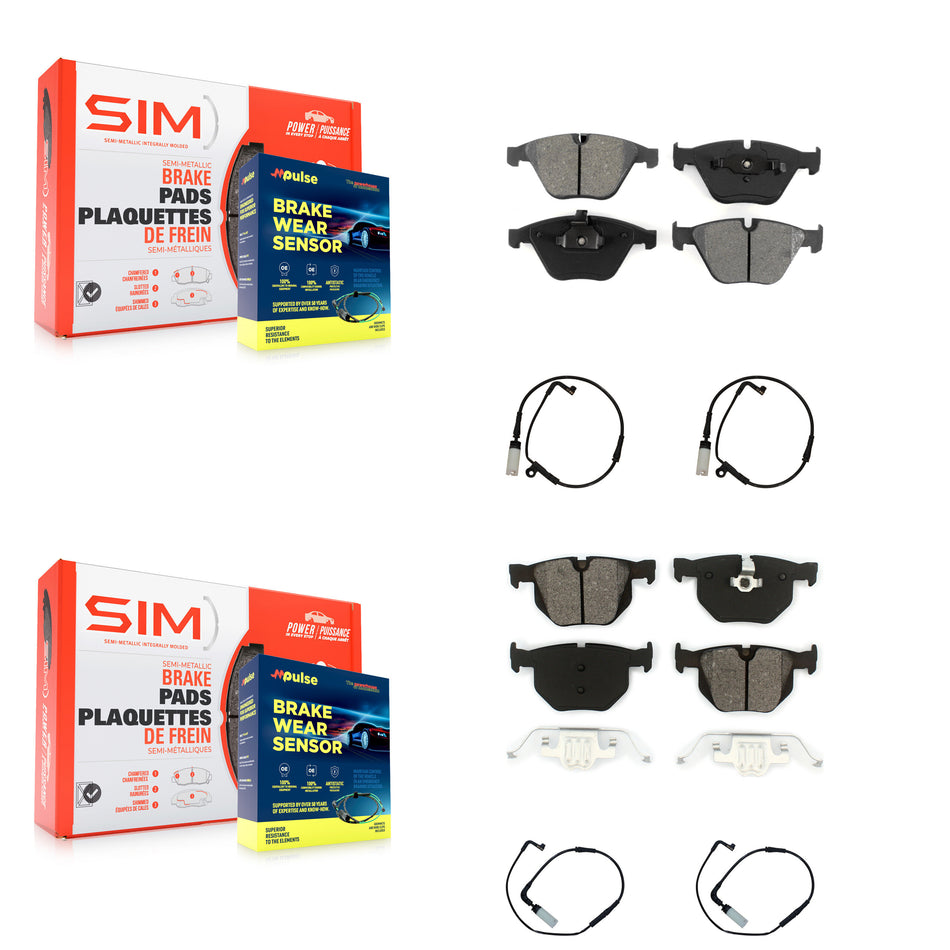 Front Rear Semi-Metallic Brake Pad And Wear Sensor Kit For BMW 530i 528i xDrive 525i 535i KSW-100194