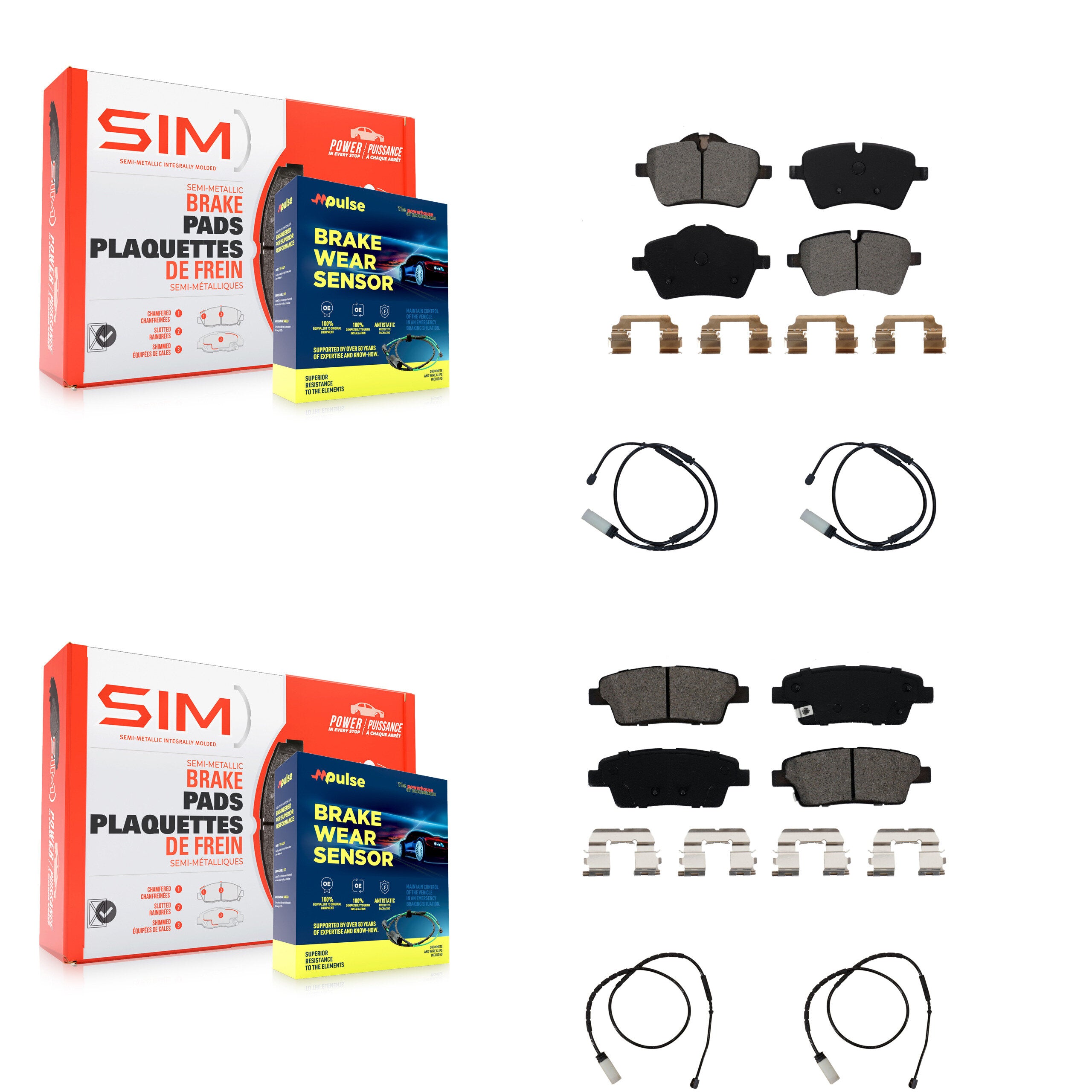Front Rear Semi-Metallic Brake Pad And Wear Sensor Kit For Mini Cooper Countryman Paceman KSW-100198