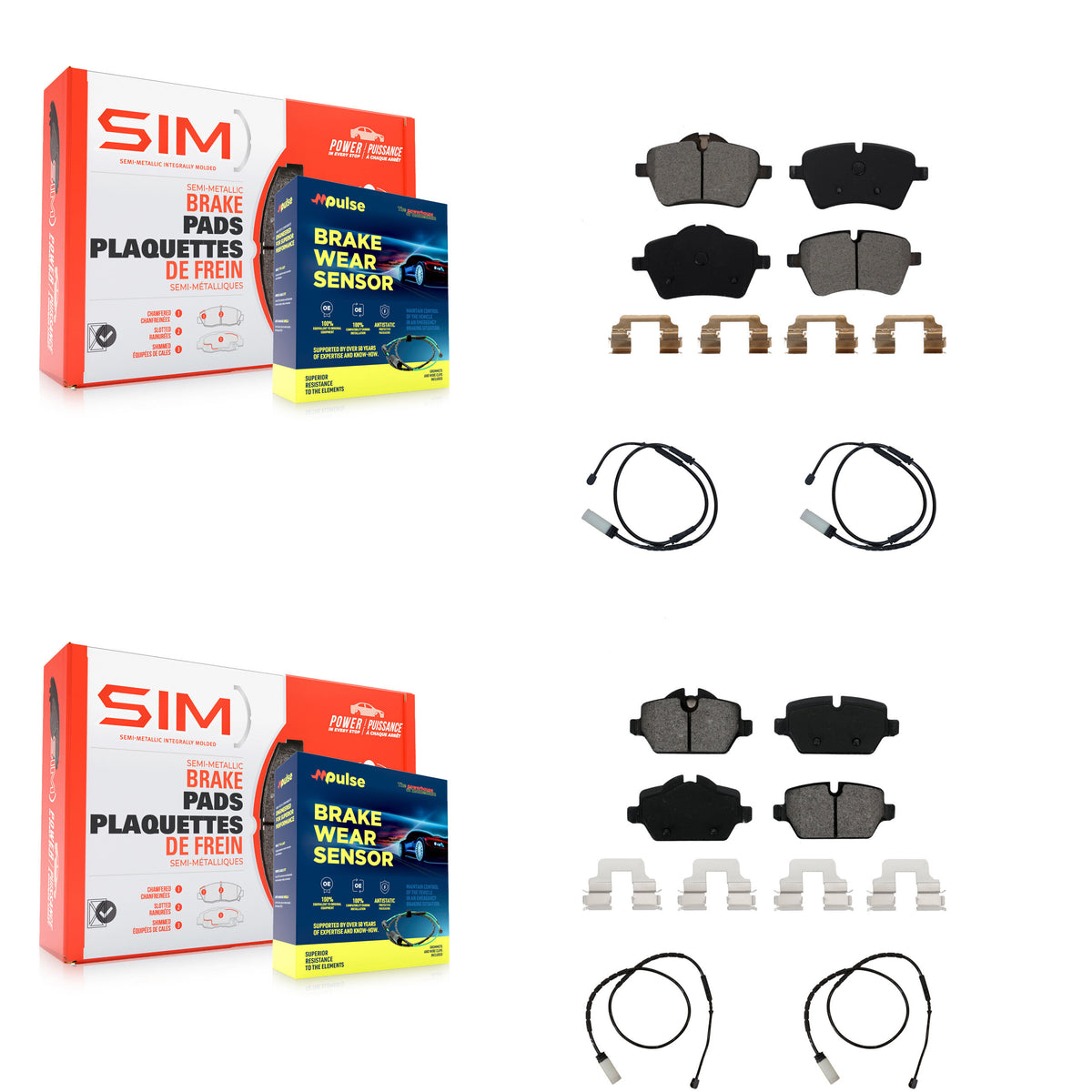 Front Rear Semi-Metallic Brake Pad And Wear Sensor Kit For Mini Cooper Countryman Paceman KSW-100199