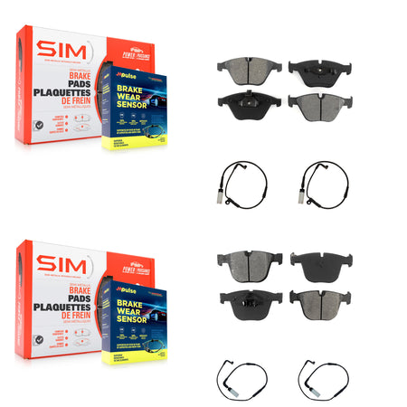 Front Rear Semi-Metallic Disc Brake Pads And Wear Sensors Kit For BMW 550i 545i 645Ci KSW-100203