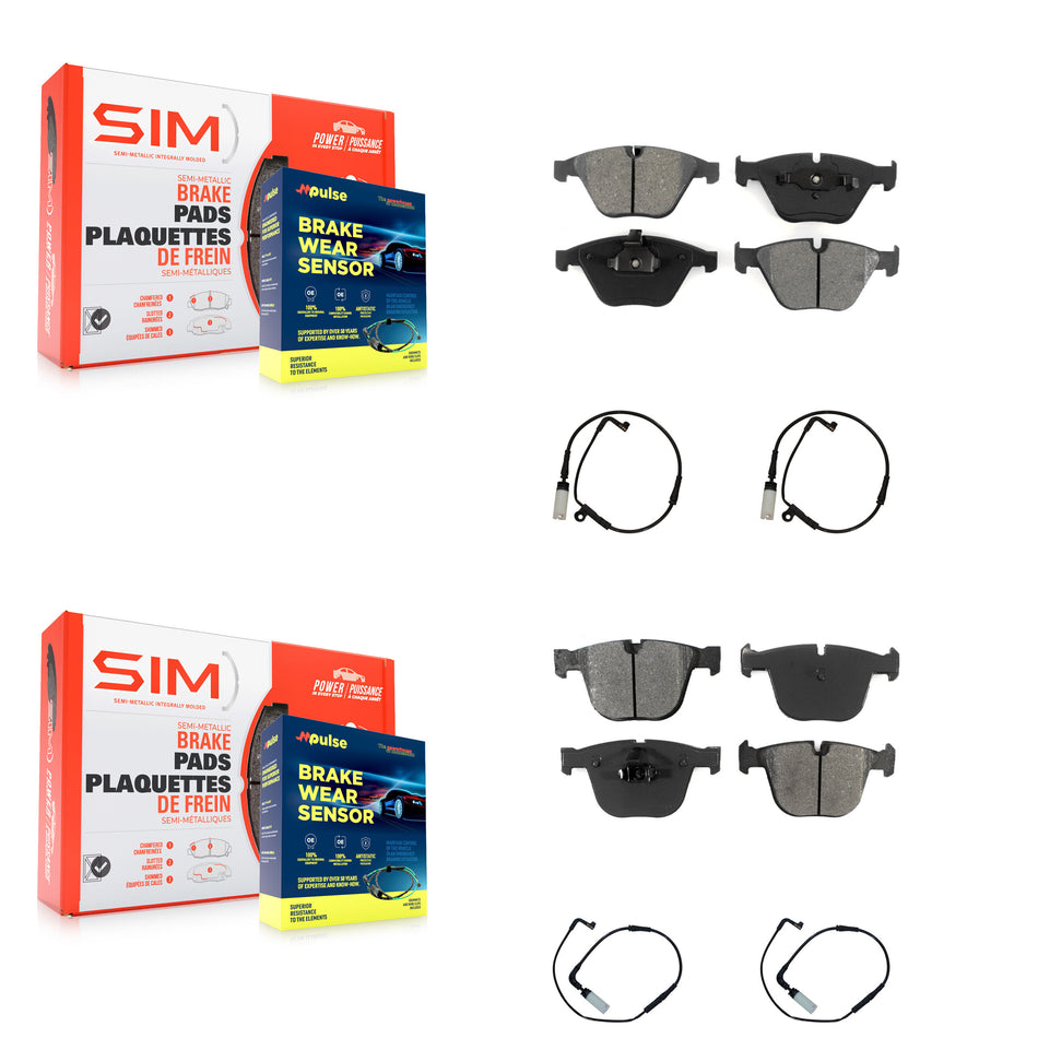 Front Rear Semi-Metallic Disc Brake Pads And Wear Sensors Kit For BMW 550i 545i 645Ci KSW-100203