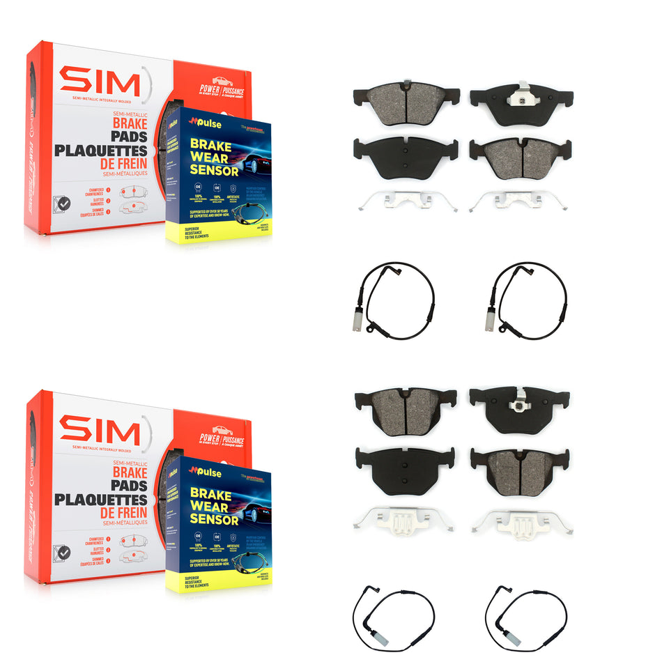 Front Rear Semi-Metallic Disc Brake Pads And Wear Sensors Kit For BMW 525i KSW-100204