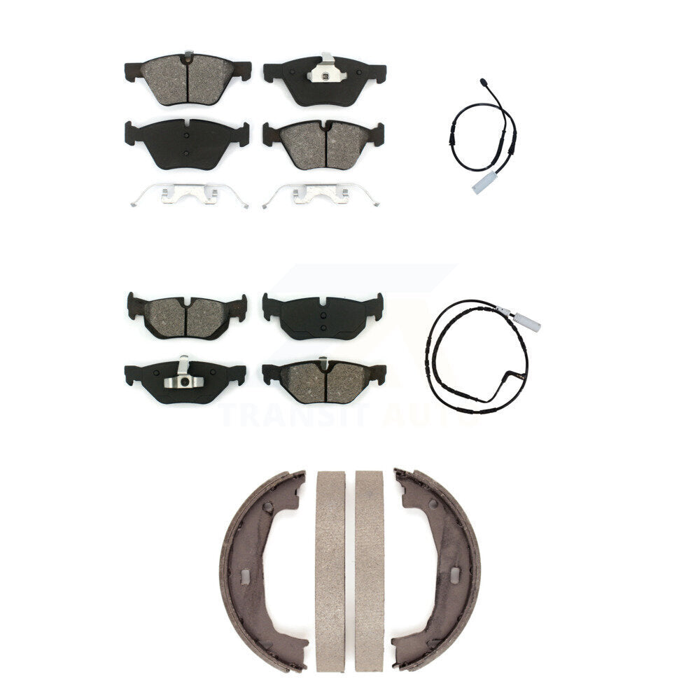 Front Rear Semi-Metallic Disc Brake Pads And Wear Sensors Kit (5Pc) For BMW 128i 3.0L KSW-100205