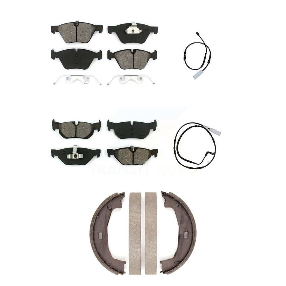 Front Rear Semi-Metallic Disc Brake Pads And Wear Sensors Kit (5Pc) For BMW 128i 3.0L KSW-100205