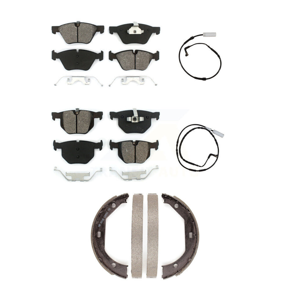 Front Rear Semi-Metallic Disc Brake Pads And Wear Sensors Kit (5Pc) For 2006 BMW 330i KSW-100208