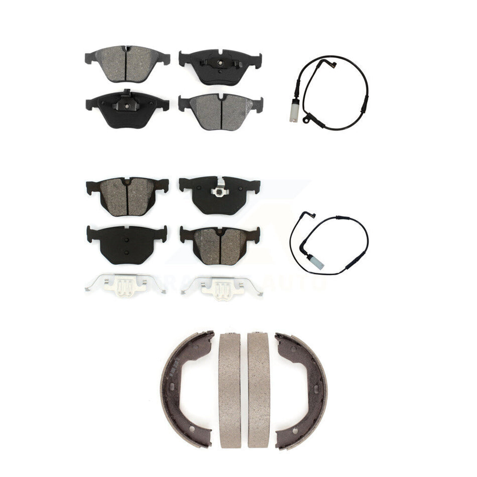 Front Rear Semi-Metallic Brake Pads & Wear Sensor Kit (5Pc) For BMW 530i 528i xDrive 525i KSW-100211
