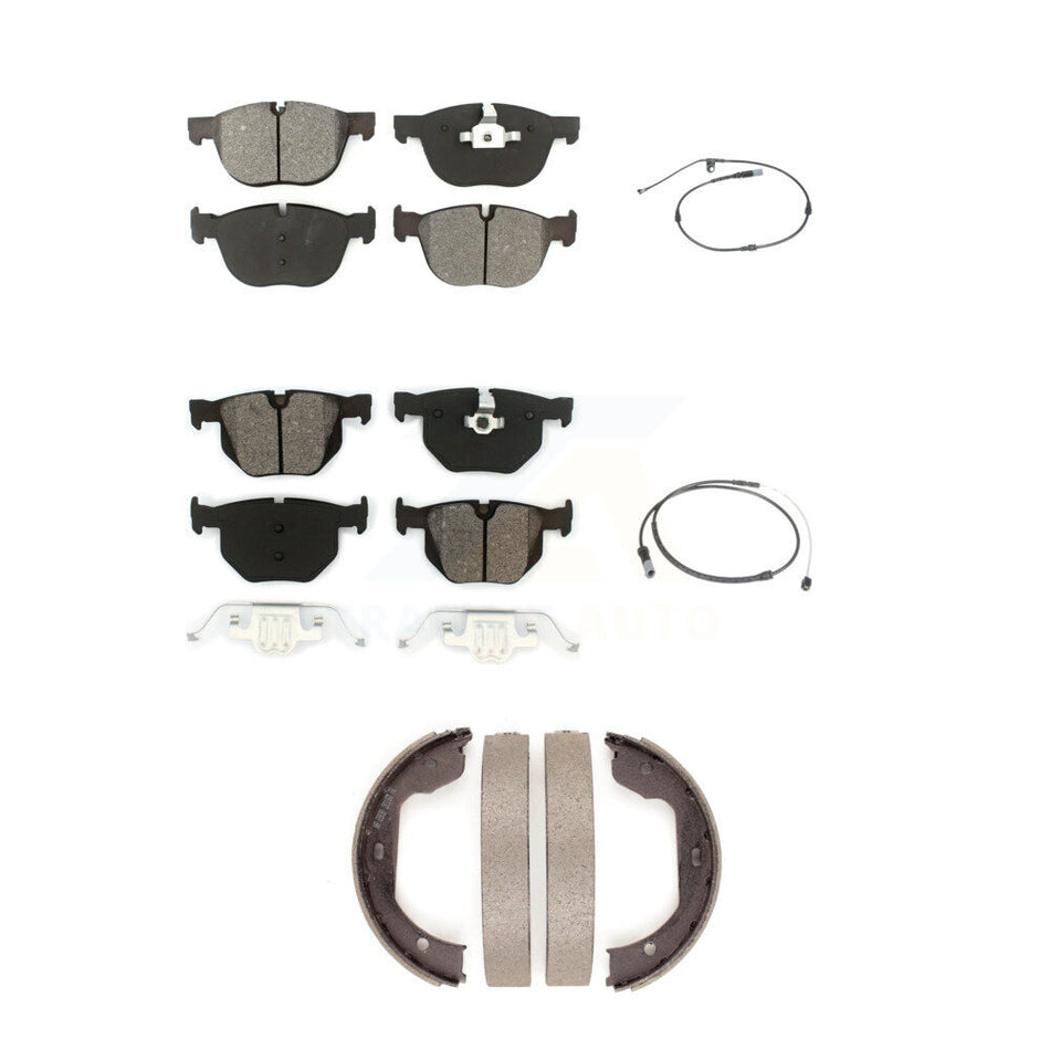 Front Rear Semi-Metallic Disc Brake Pads And Wear Sensors Kit (5Pc) For BMW X5 X6 KSW-100218