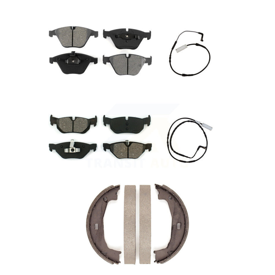 Front Rear Semi-Metallic Disc Brake Pads And Wear Sensors Kit (5Pc) For BMW 323i 328i KSW-100229