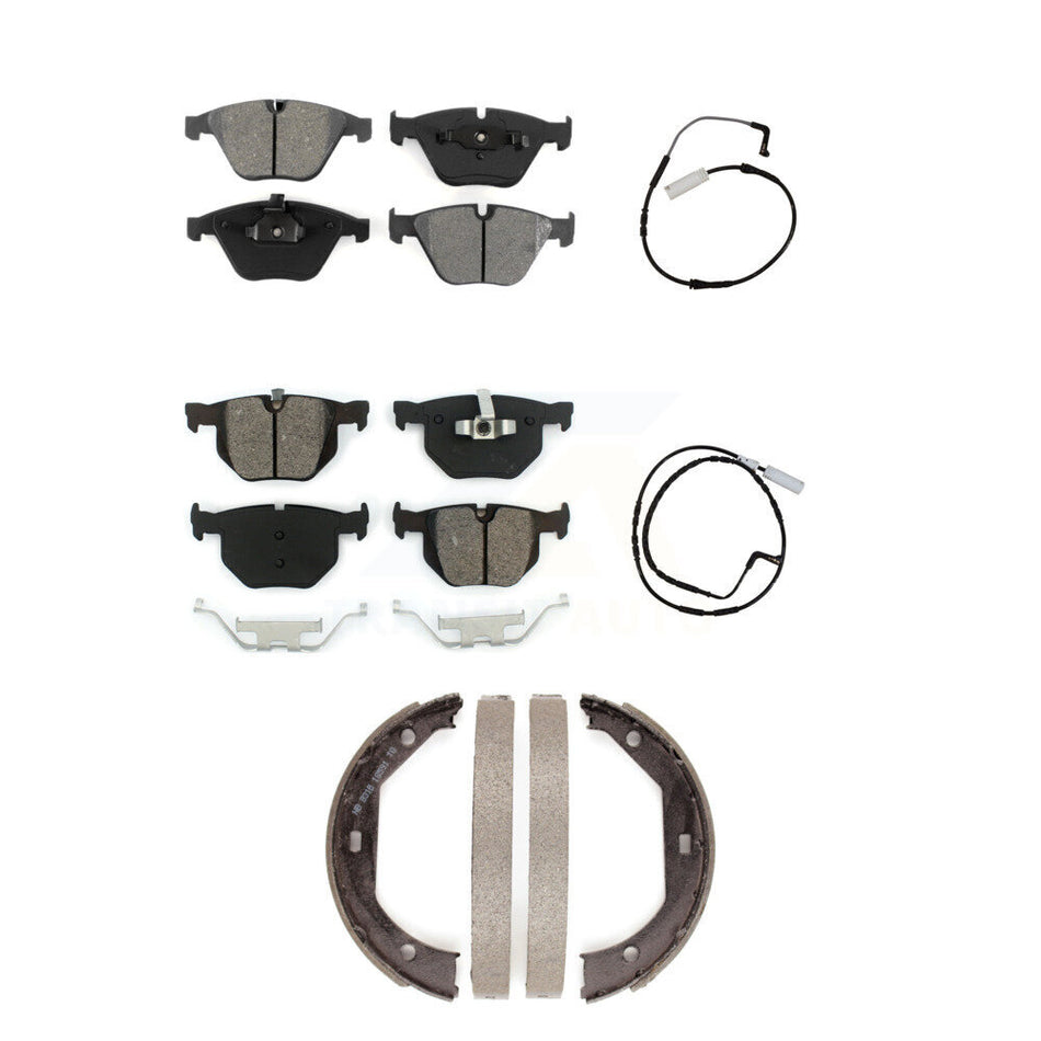 Front Rear Semi-Metallic Disc Brake Pads And Wear Sensor Kit (5Pc) For BMW 335i 335d 3.0L KSW-100236
