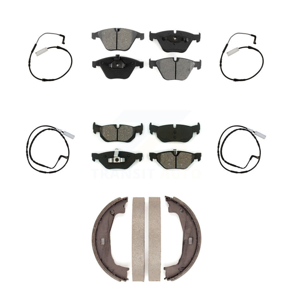 Front Rear Semi-Metallic Disc Brake Pads And Wear Sensors Kit (7Pc) For BMW 323i 328i KSW-100255