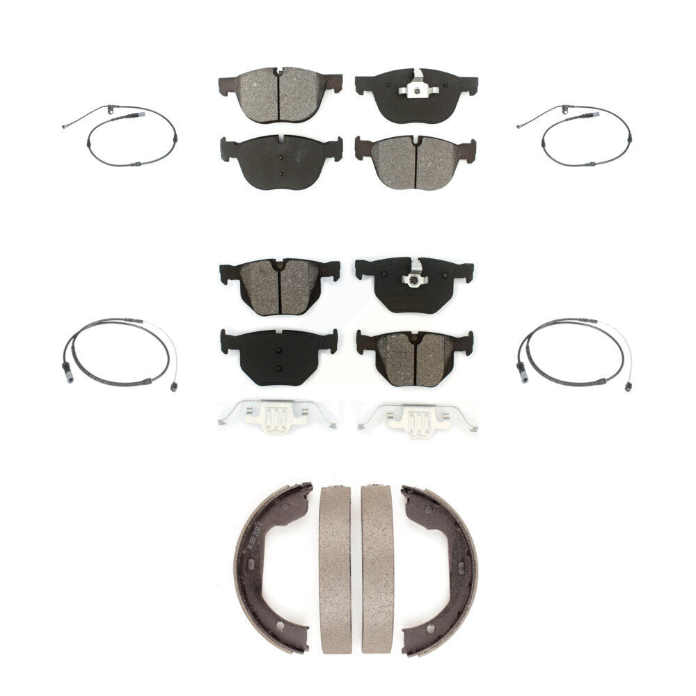Front Rear Semi-Metallic Disc Brake Pads And Wear Sensors Kit (7Pc) For BMW X5 X6 KSW-100277