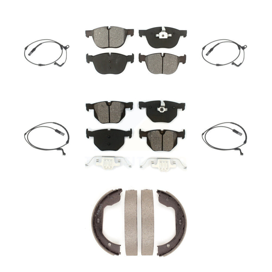 Front Rear Semi-Metallic Disc Brake Pads And Wear Sensors Kit (7Pc) For BMW X5 X6 KSW-100282
