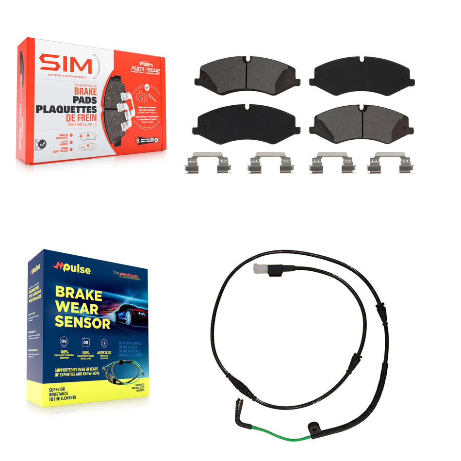 Front Semi-Metallic Disc Brake Pads And Wear Sensors Kit For Land Rover LR4 KSW-100298
