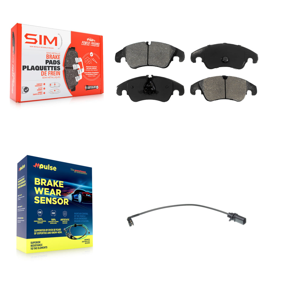 Front Semi-Metallic Brake Pads Wear Sensor Kit For Audi Q5 A4 Quattro A5 S4 S5 allroad A6 KSW-100318