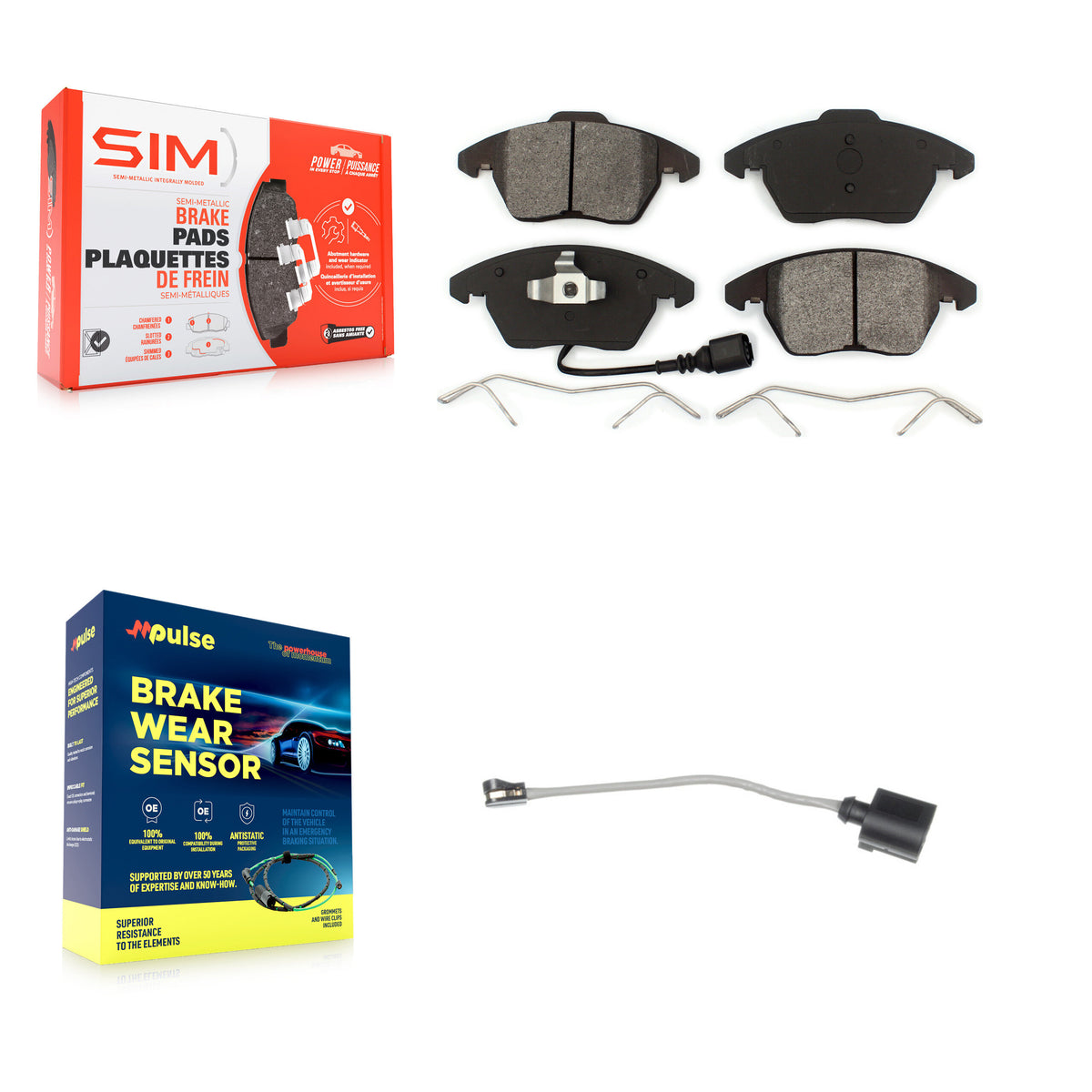Front Semi-Metallic Brake Pad & Extra Wear Sensor Kit For Audi A3 Quattro Volkswagen Golf KSW-100323