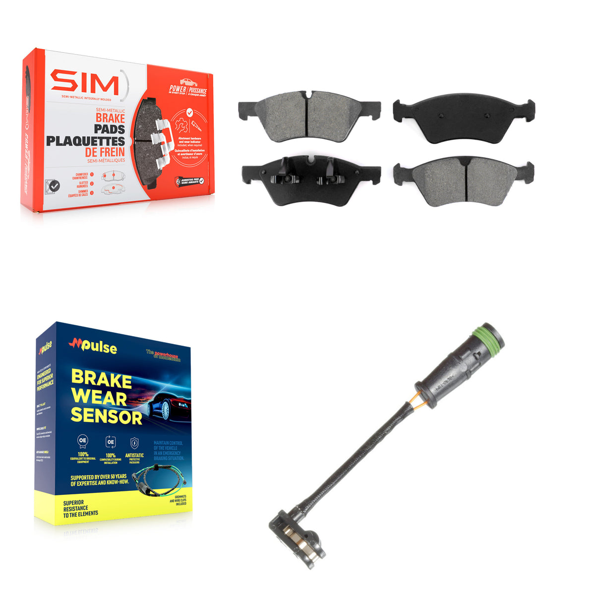 Front Semi-Metallic Brake Pad Wear Sensor Kit For Mercedes-Benz E550 4Matic with AWD 5.5L KSW-100328