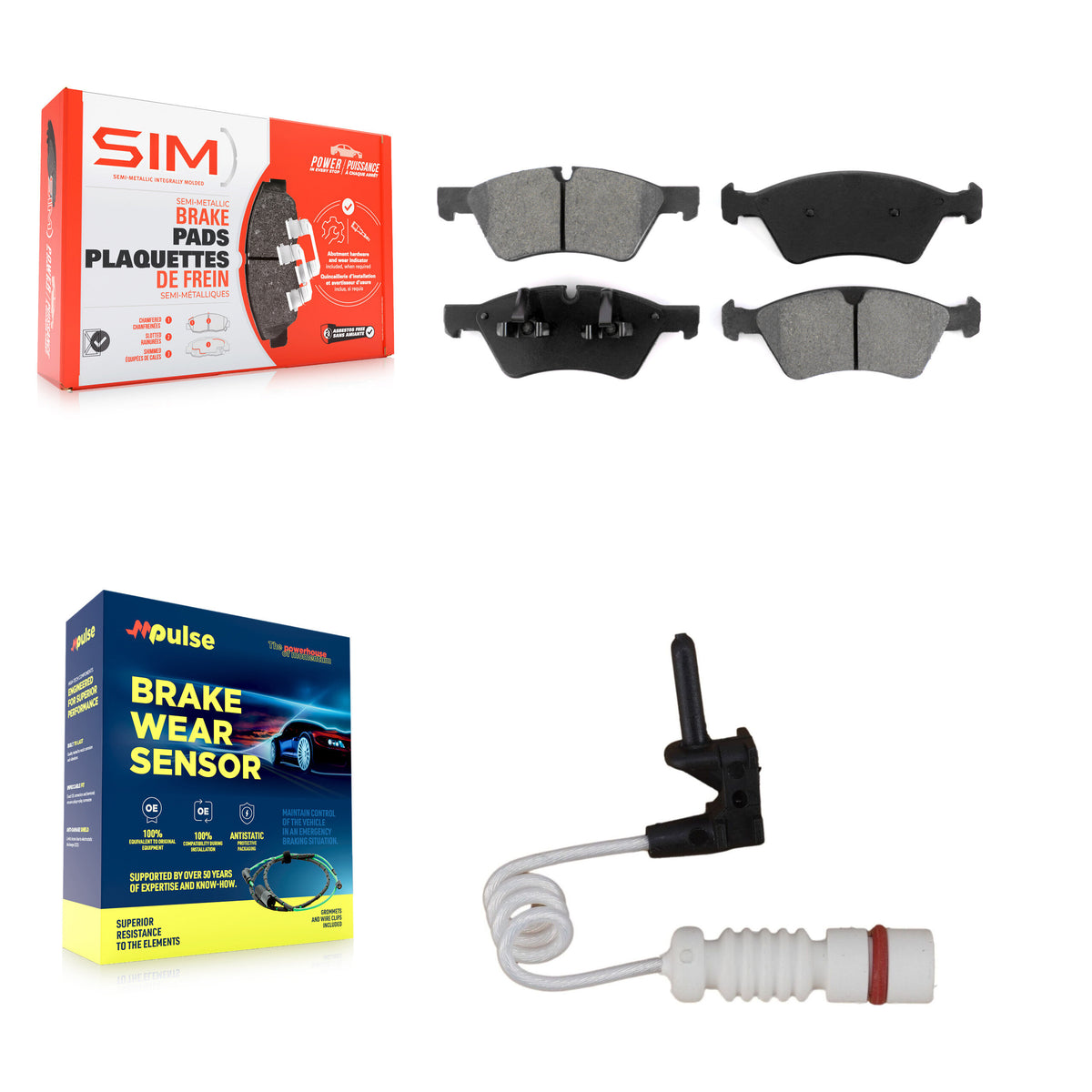 Front Semi-Metallic Brake Pads & Wear Sensor Kit For 2008 Mercedes-Benz G55 AMG 5.0L 5.5L KSW-100329