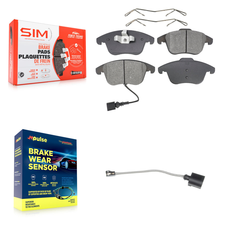 Front Semi-Metallic Disc Brake Pads & Extra Wear Sensor Kit For Volkswagen Tiguan Limited KSW-100330