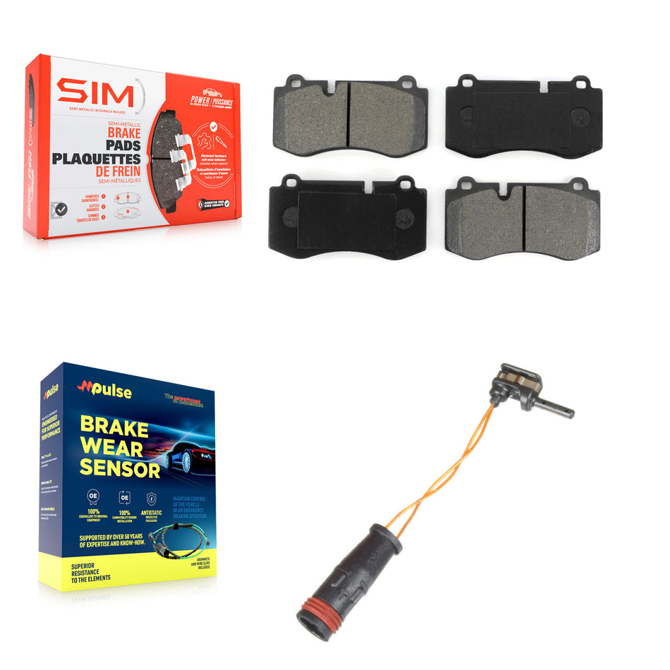 Front Semi-Metallic Disc Brake Pad And Wear Sensor Kit For Mercedes-Benz SL550 S350 CL550 KSW-100336