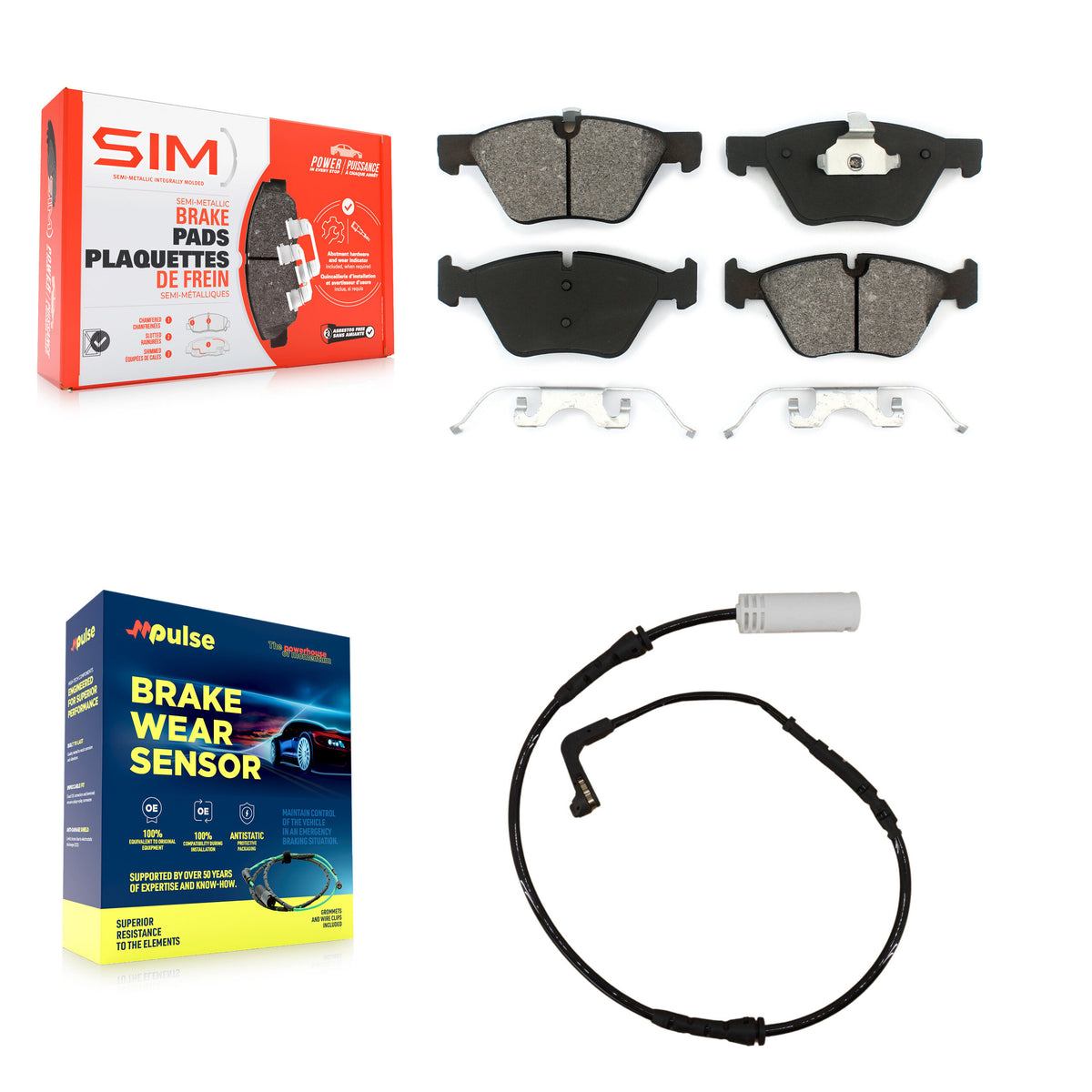 Front Semi-Metallic Disc Brake Pads And Wear Sensors Kit For BMW 128i 328i 323i 325i 330i KSW-100343