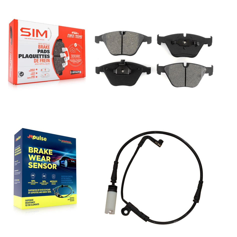 Front Semi-Metallic Brake Pad And Wear Sensor Kit For BMW 530i 528i xDrive 525i 535i 550i KSW-100345