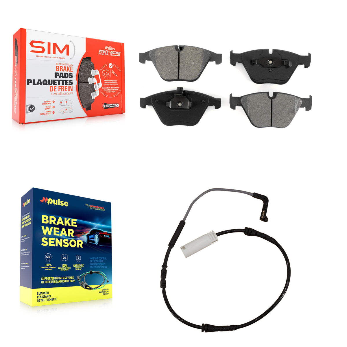 Front Semi-Metallic Disc Brake Pads And Wear Sensors Kit For BMW 335i 323i 328i 335d KSW-100346
