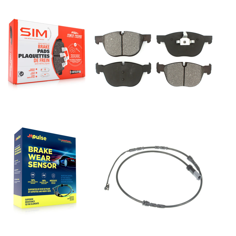 Front Semi-Metallic Disc Brake Pads And Wear Sensors Kit For 2016-2018 BMW X4 M40i KSW-100353
