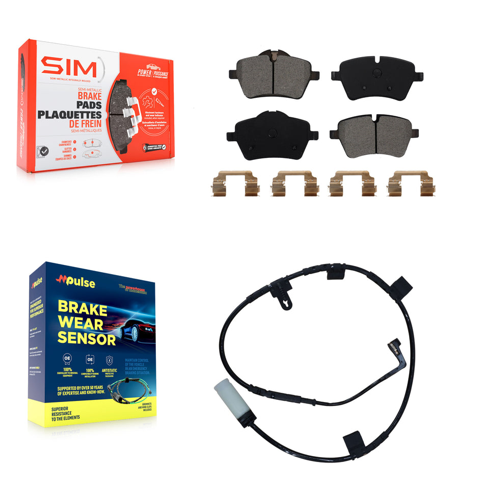 Front Semi-Metallic Disc Brake Pads And Wear Sensors Kit For Mini Cooper KSW-100359