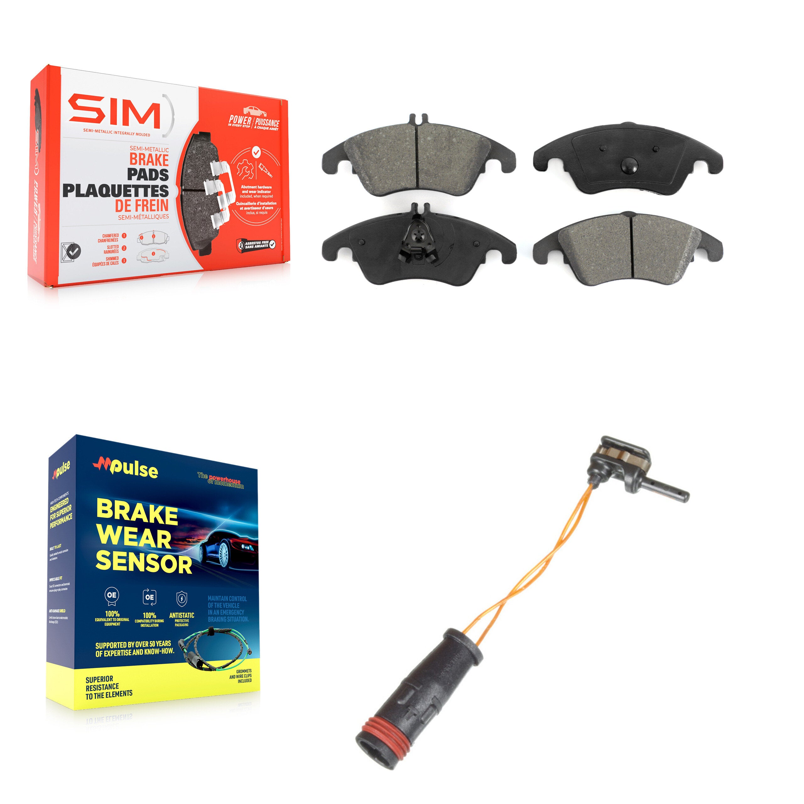 Front Semi-Metallic Brake Pads Wear Sensor Kit For Mercedes-Benz C300 E350 C350 E550 E250 KSW-100364