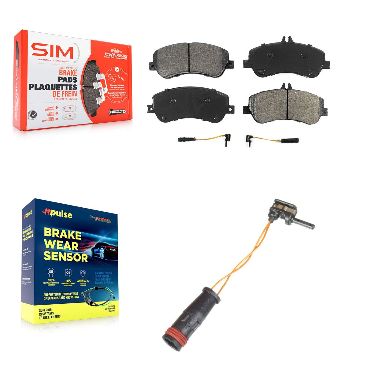 Front Semi-Metallic Disc Brake Pads Extra Wear Sensor Kit For Mercedes-Benz GLK350 GLK250 KSW-100378