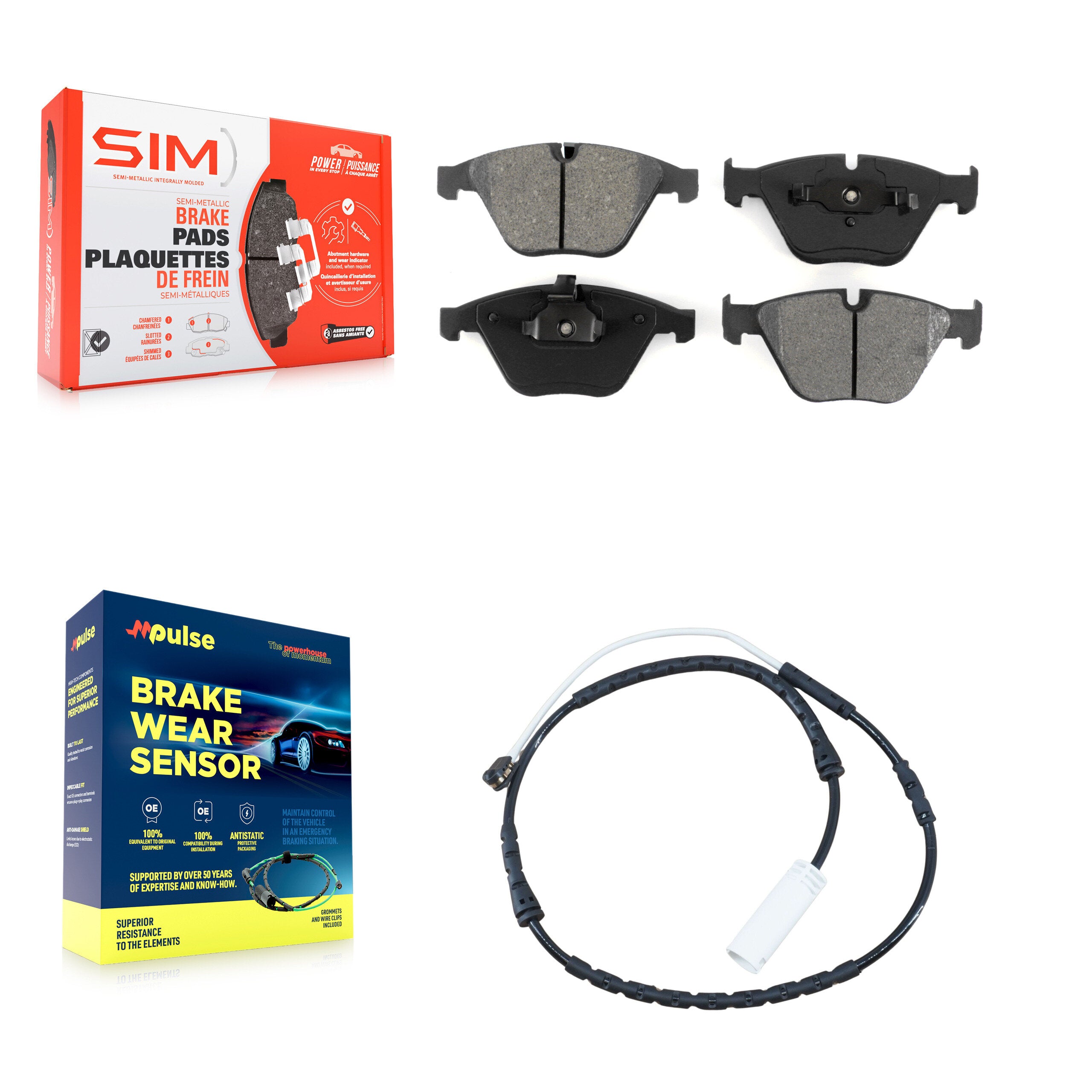 Front Semi-Metallic Disc Brake Pads And Wear Sensors Kit For BMW 335i xDrive X1 328i KSW-100382