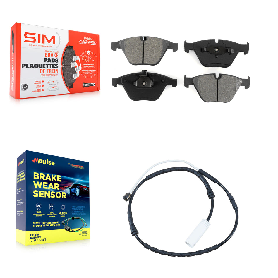 Front Semi-Metallic Disc Brake Pads And Wear Sensors Kit For BMW 335i xDrive X1 328i KSW-100382