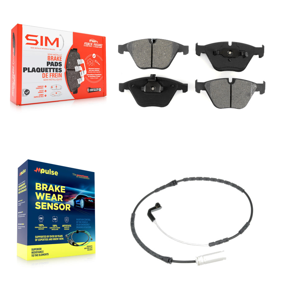 Front Semi-Metallic Brake Pad And Wear Sensor Kit For 2009-2010 BMW 328i xDrive 335i 3.0L KSW-100385