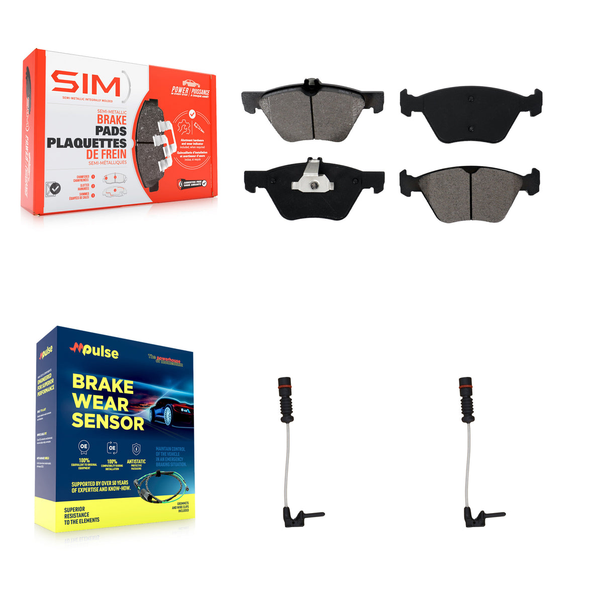 Front Semi-Metallic Brake Pad & Wear Sensor Kit For Mercedes-Benz E320 Chrysler Crossfire KSW-100392