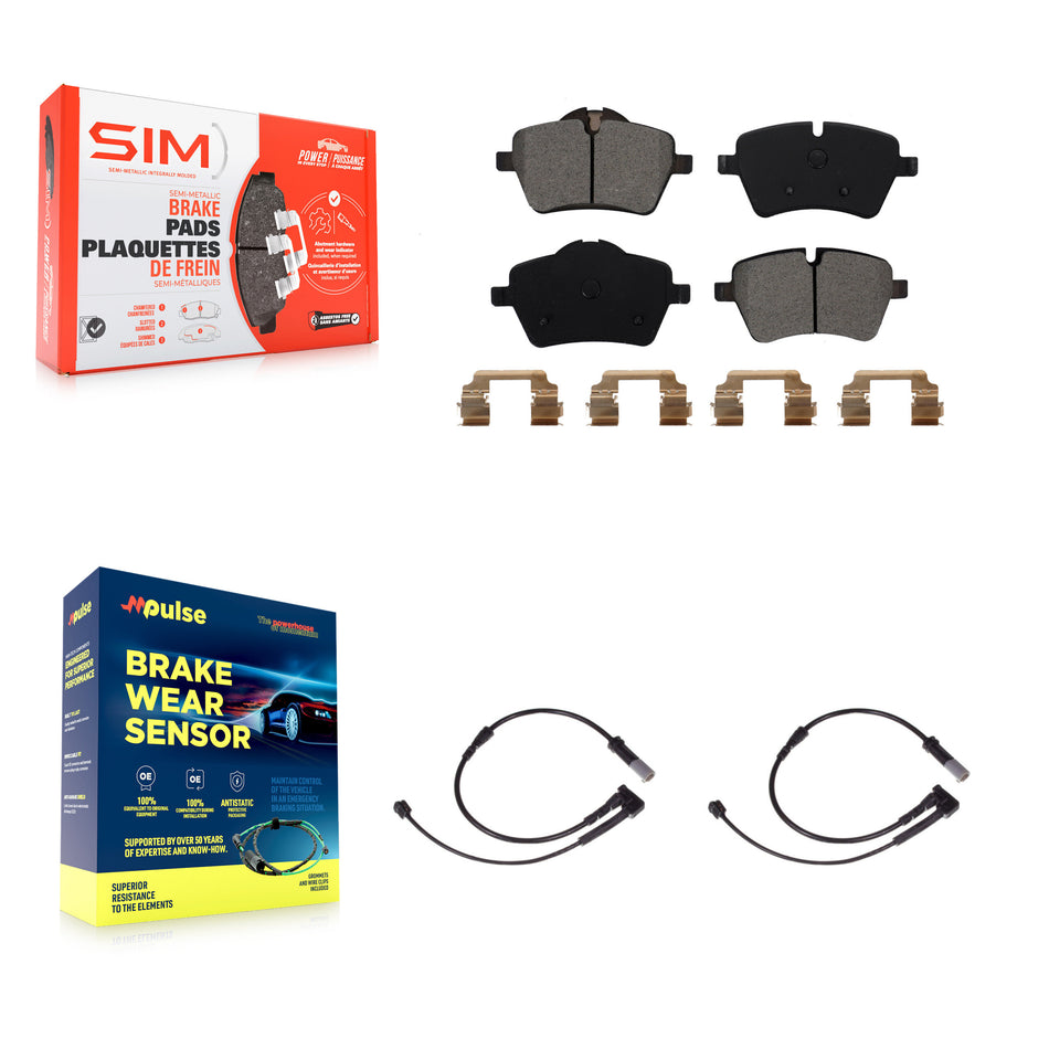 Front Semi-Metallic Disc Brake Pads And Wear Sensors Kit For Mini Cooper KSW-100399