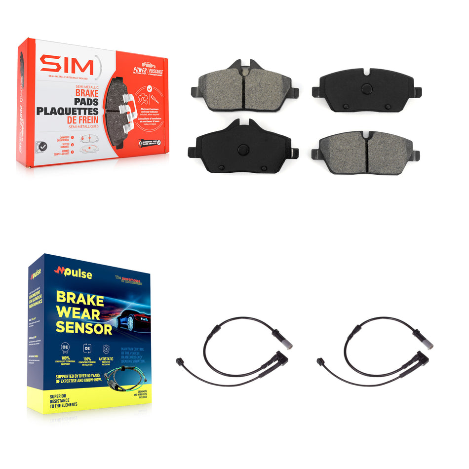 Front Semi-Metallic Disc Brake Pads And Wear Sensors Kit For Mini Cooper KSW-100400