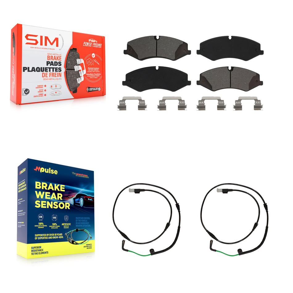 Front Semi-Metallic Disc Brake Pads And Wear Sensors Kit For Land Rover LR4 KSW-100403