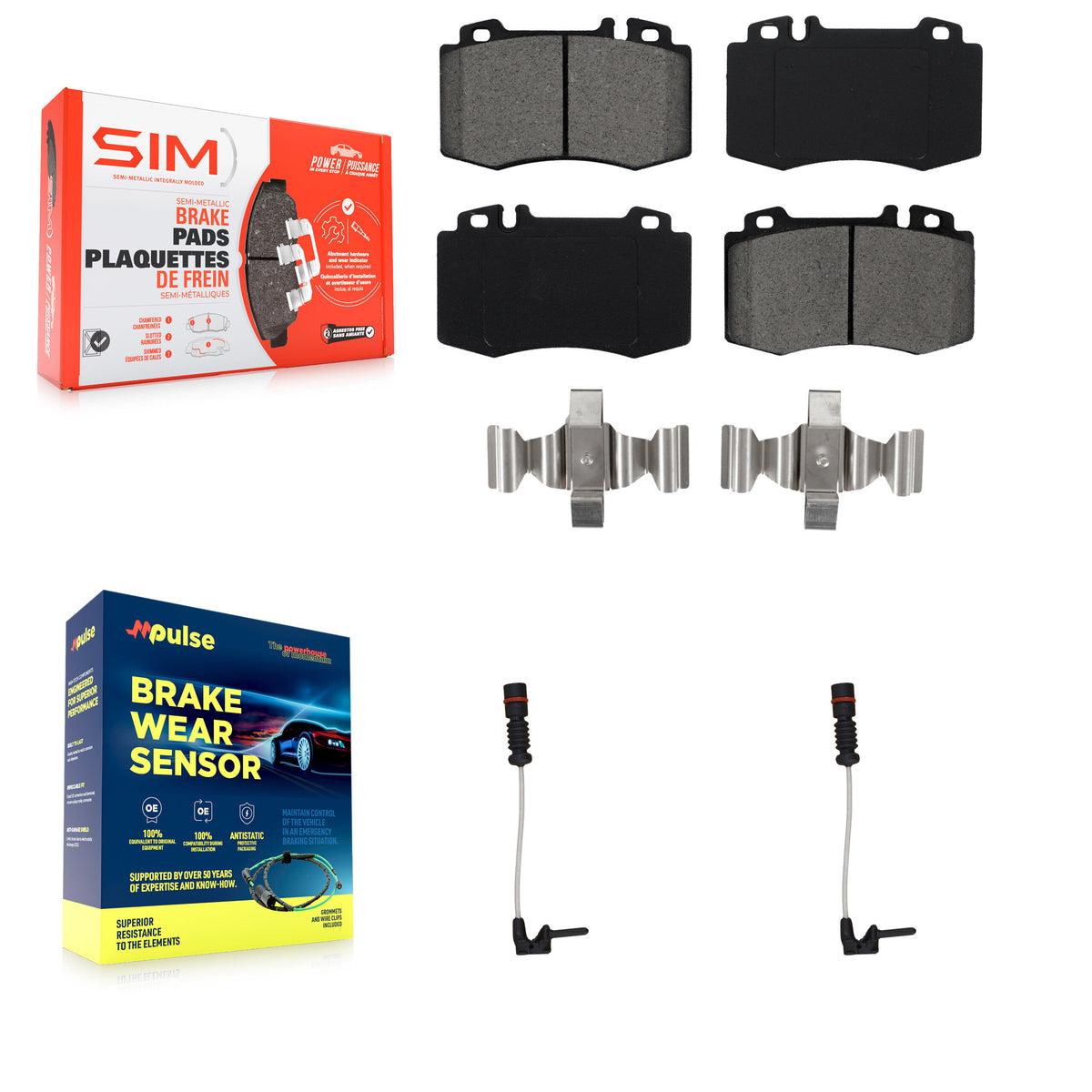 Front Semi-Metallic Brake Pads & Wear Sensor Kit For Mercedes-Benz SL500 SL600 S600 CL500 KSW-100423