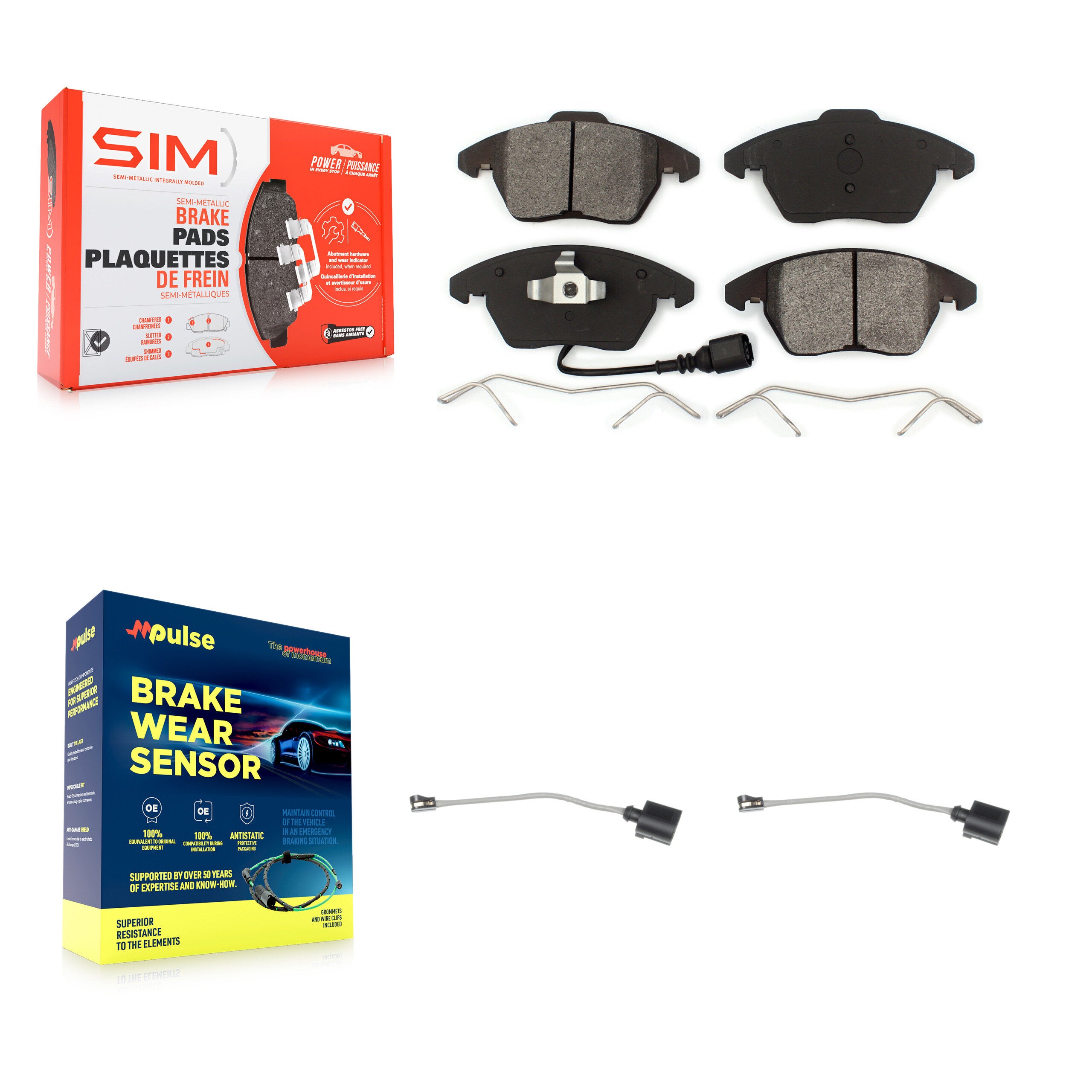 Front Semi-Metallic Brake Pad & Extra Wear Sensor Kit For Audi A3 Quattro Volkswagen Golf KSW-100425